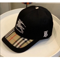 Cheapest Burberry TB Check Canvas Baseball Hat with Logo Embroidery BU2501 Black 2021
