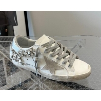 Stylish Golden Goose Super-Star LTD Calfskin Sneakers with Crystal White/Silver 0809121