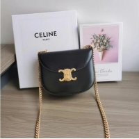 Top Quality Celine TEEN CHAIN BESACE TRIOMPHE IN SHINY CALFSKIN 110973 BLACK