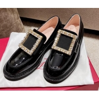 Good Looking Roger Vivier Viv' Rangers Crystal Buckle Loafers in Patent Leather Black 082710