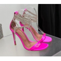 Most Popular Amina Muaddi Giorgia Silk Crystal Strap Sandals 10.5cm Dark Pink 082715