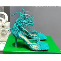 Fashion Luxury Bottega Veneta Cord Mesh High Heel Sandals 9cm Marine Blue 2062109