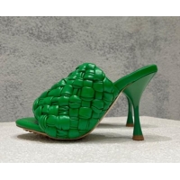 Luxury Bottega Veneta Dot Wave High Heel Slide Sandals 9.5cm Grass Green 080826