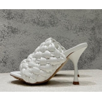 Grade Bottega Veneta Dot Wave High Heel Slide Sandals 9.5cm White 080830