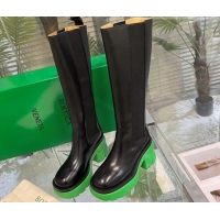 Low Price Bottega Veneta Flash Calf Leather High Chelsea Boots 9.5cm Black/Green 081207