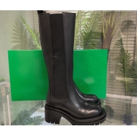 Good Quality Bottega Veneta Lug Calf Leather High Chelsea Boots 7cm All Black 2081211