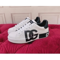 Pretty Style Dolce & Gabbana DG Print Leather Sneakers White/Black 2062139