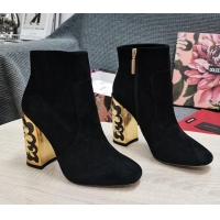 Grade Quality Dolce&Gabbana Suede Heel Ankle Boots 10.5cm Black 090844