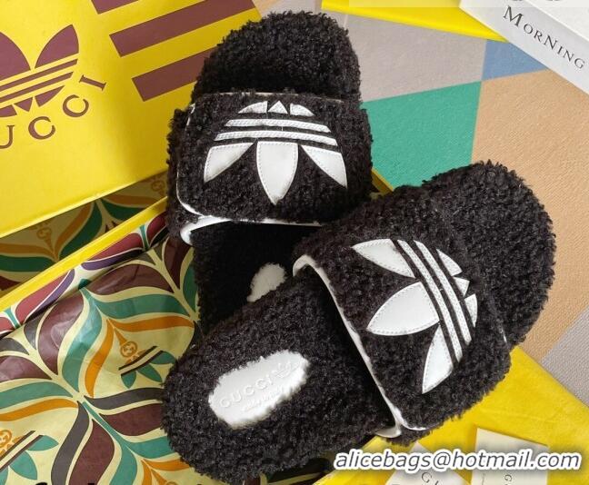 Good Product adidas x Gucci Terry Wool Platform Sandals Black 081307