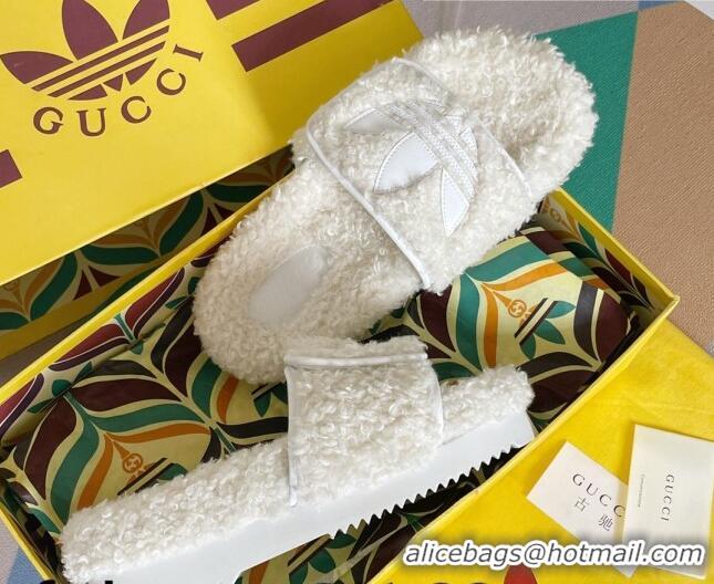 Top Grade adidas x Gucci Terry Wool Platform Sandals White 081311