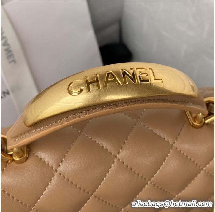 Well Crafted Chanel MINI FLAP BAG WITH TOP HANDLE AS2431 apricot
