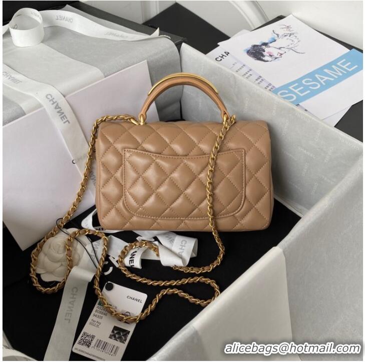 Well Crafted Chanel MINI FLAP BAG WITH TOP HANDLE AS2431 apricot