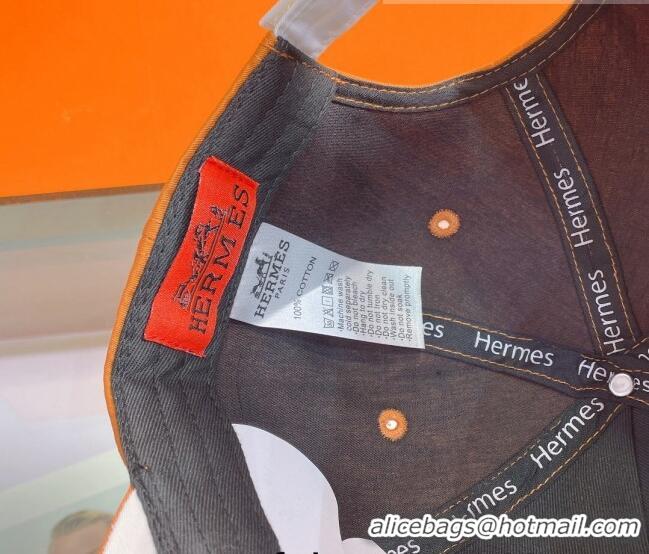 Top Quality Hermes Canvas Baseball Hat 0430103 Orange 2022