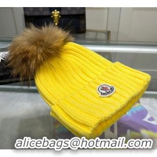 Luxury Classic Moncler Knit Wool Hat M101919 Yellow 2022