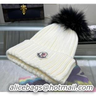Top Quality Moncler Knit Wool Hat M101920 White 2022