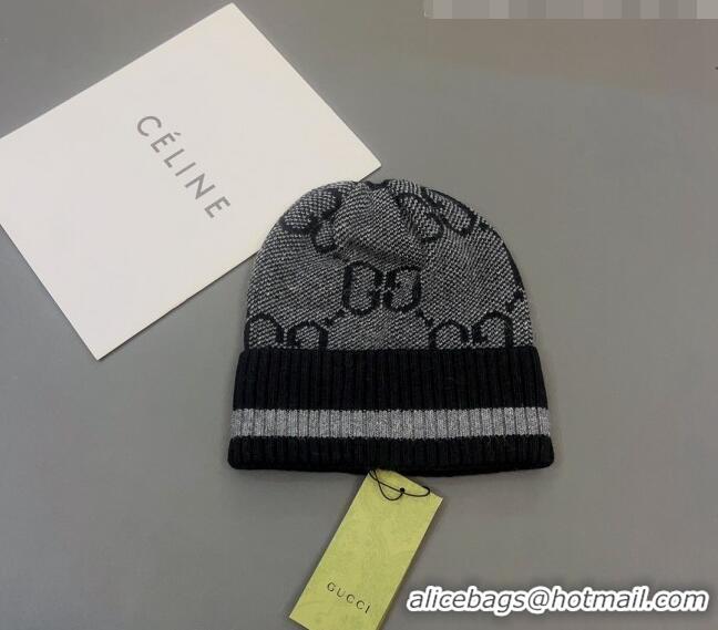 Shop Grade Gucci Knit Hat 1019105 Grey/Black 2022