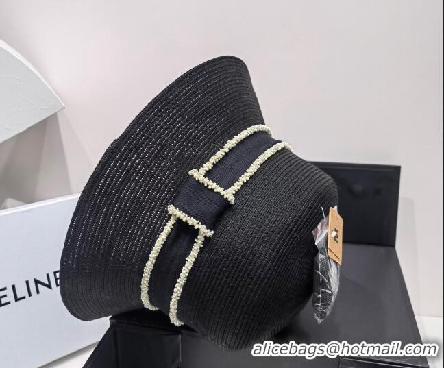 Unique Grade Chanel Straw Bucket Hat 043011 Black 2022