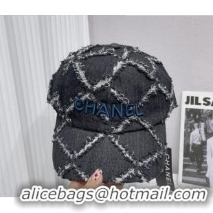 Reasonable Price Chanel Denim Fringe Baseball Hat 043070 Black 2022