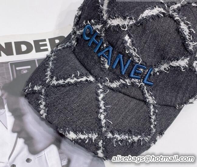 Reasonable Price Chanel Denim Fringe Baseball Hat 043070 Black 2022