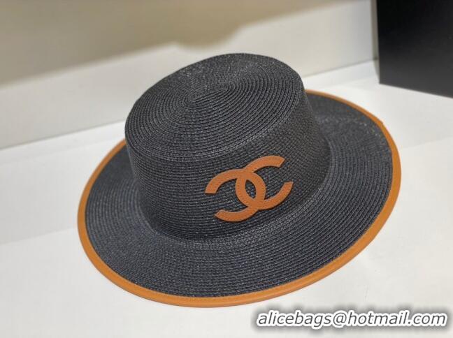 Popular Style Chanel Straw Wide Brim Hat 070695 Black 2022