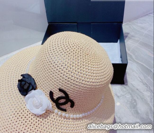 Reasonable Price Chanel Straw Wide Brim Hat 0727 Beige 2022