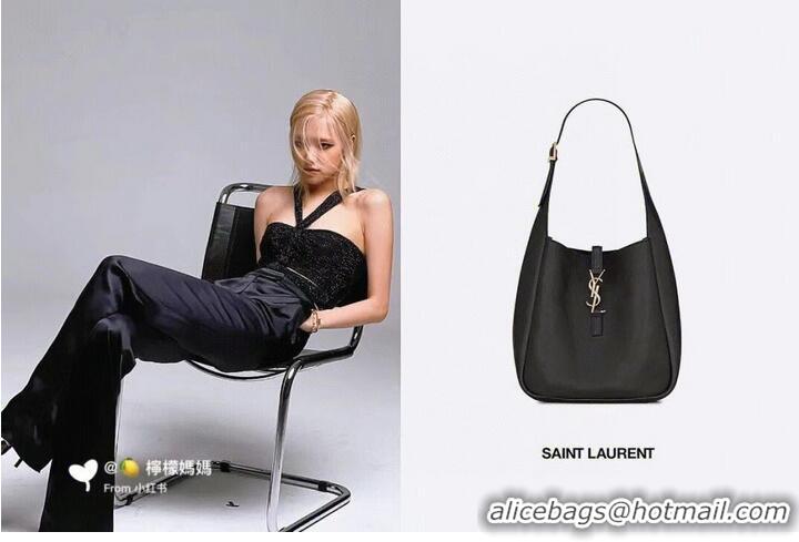 Good Taste SAINT LAUREN LE 5 A 7 SOFT SMALL HOBO BAG IN SMOOTH LEATHER 713938 gray