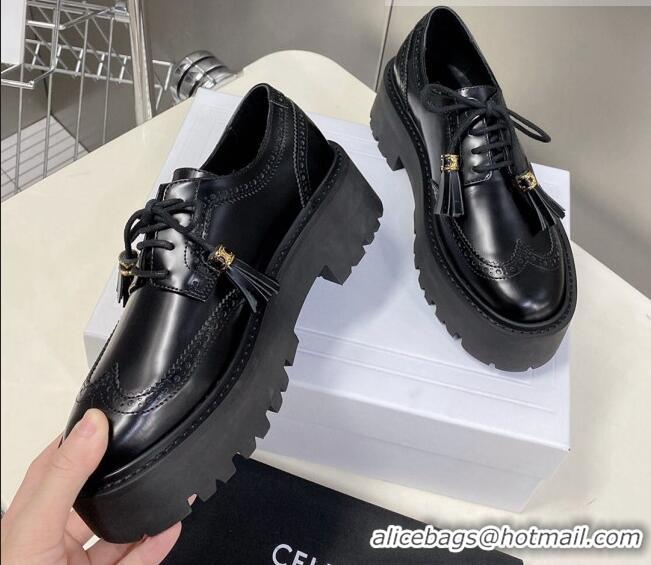 Trendy Design Celine Calfskin Leather Loafers Black 0825051