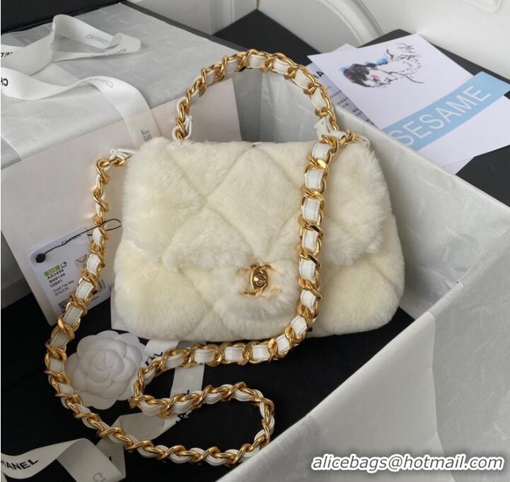 Trendy Design CHANEL SMALL FLAP BAG & Gold-Tone Metal AS3498 white
