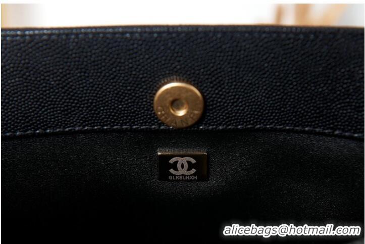 Traditional Specials CHANEL Grained Calfskin & Gold-Tone Metal SHOPPING BAG AS3583 black