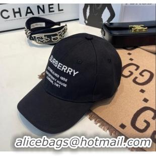 Well Crafted Burberry Horseferry Cotton Baseball Hat B10937 Black 2022