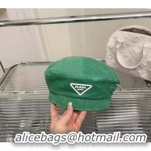 Top Grade Prada Fabric Beret Hat P22118 Green 2022