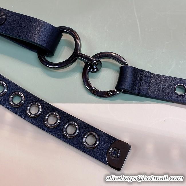 Good Quality DIOR SHOW BELT Smooth Calfskin with Ruthenium-Finish Metal Eyelets 15 MM B0298BW