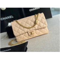 Classic Specials CHANEL FLAP BAG Lambskin & Gold-Tone Metal AS3609 apricot