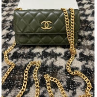 Good Product Chanel WALLET ON CHAIN Lambskin & Gold-Tone Metal 68107 green