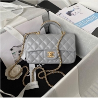 Top Design Chanel MINI FLAP BAG WITH TOP HANDLE AS2431 gray