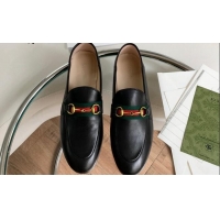 Unique Style Gucci Leather Loafer with Web Black 631619