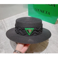 Shop Grade Bottega Veneta Straw Wide Brim Hat 0310115 Black 2022