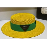 Hot Sell Bottega Veneta Straw Wide Brim Hat 031125 Yellow 2022