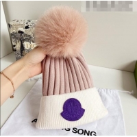 Latest Style Moncler Knit Wool Hat M101903 White/Pale Pink 2022