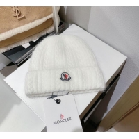 Cheapest Moncler Knit Wool & Rabbit Hair Hat M101908 White 2022