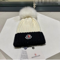 Inexpensive Moncler Knit Wool Hat M101911 White/Black 2022