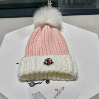 Top Quality Moncler Knit Wool Hat M101913 Pink/White 2022