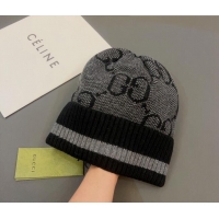 Shop Grade Gucci Knit Hat 1019105 Grey/Black 2022