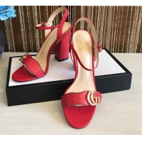 Best Price Gucci GG Leather Sandals 0908100 Red