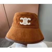 Best Quality Celine Corduroy Bucket Hat 1019113 Golden Brown 2022