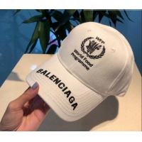 Top Quality Balenciaga Canvas Baseball Hat 101968 White 2022
