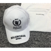 Top Quality Balenciaga Canvas Baseball Hat B28116 White 2022