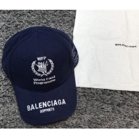 Good Product Balenciaga Canvas Baseball Hat B28116 Blue/White 2022