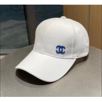Buy Inexpensive Chanel Canvas Baseball Hat C2281 White 2021