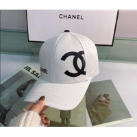 Buy Fashionable Chanel Canvas Baseball Hat CH2401 White 2022